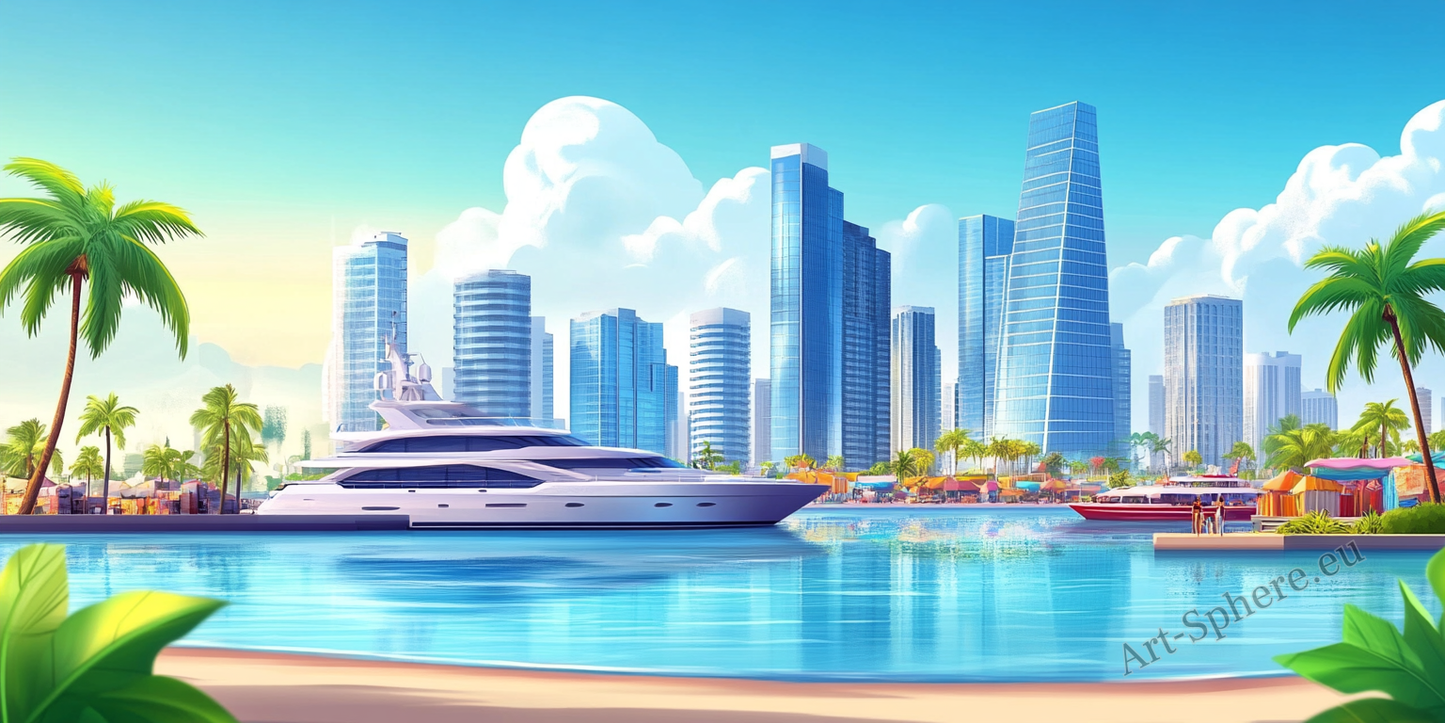 Luxusní marina s mrakodrapy