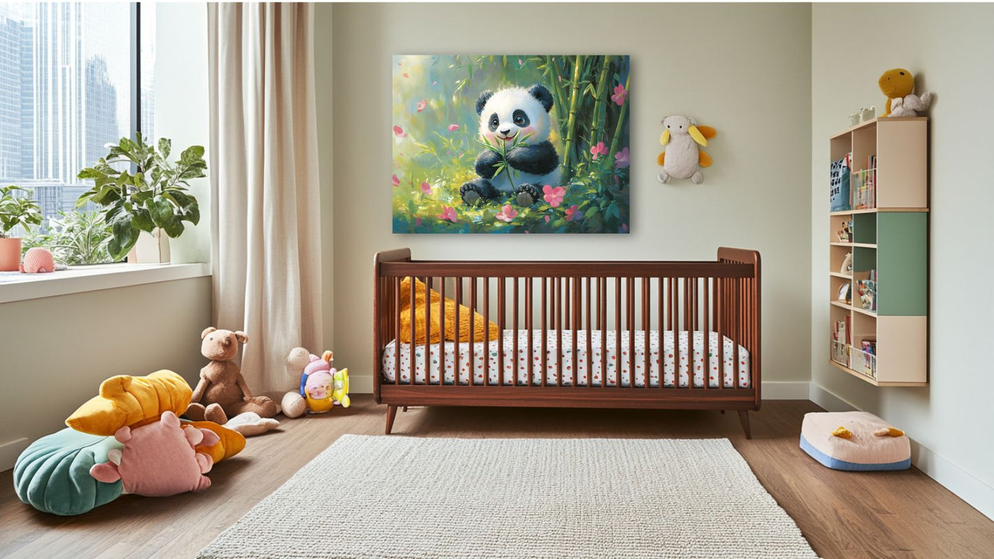 Panda v kvetoucí zahradě