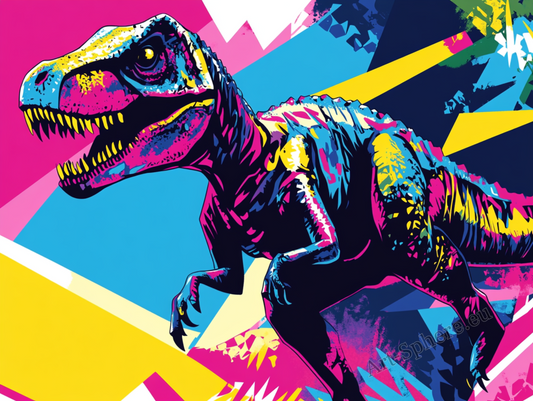 Velociraptor v pop-art stylu